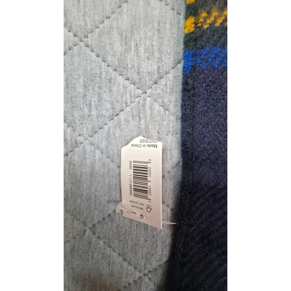 Banana Republic Scarf Unisex OS Blue Yellow Plaid Tassel New